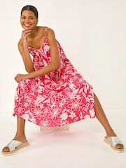 Roman Pink Floral Strappy Maxi Dress - Image 3 of 5