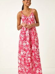Roman Pink Floral Strappy Maxi Dress - Image 5 of 5
