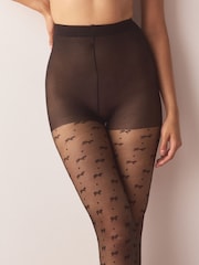 Black Mini Bows Pattern Tights 1 Pack - Image 3 of 4