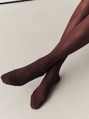 Burgundy Red Argyle Pattern Tights 1 Pack - Image 2 of 2