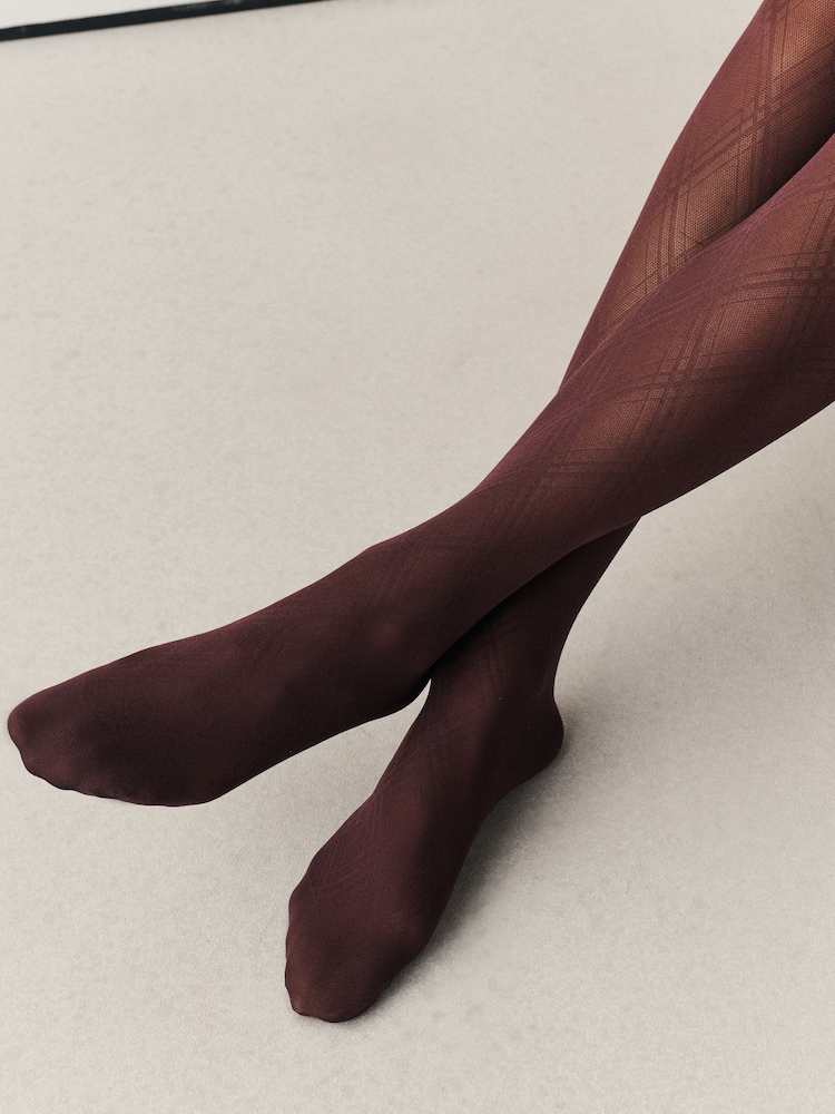 Burgundy Red Argyle Pattern Tights 1 Pack - Image 2 of 2 Burgundy Red Argyle Pattern Tights 1 Pack - Image 2 of 2