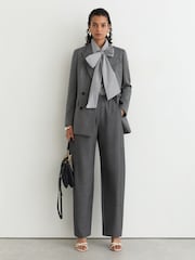 Reiss Grey Astrid Petite Wool Double-Breasted Pinstripe Blazer - Image 6 of 8