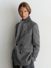 Reiss Astrid Wool Double-Breasted Pinstripe Blazer - Slika 5 od 11