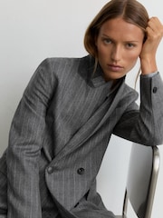 Reiss Astrid Wool Double-Breasted Pinstripe Blazer - Slika 8 od 11