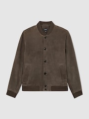 Reiss Mountford Suede Button-Through Bomber Jacket - Imagem 2 de 6