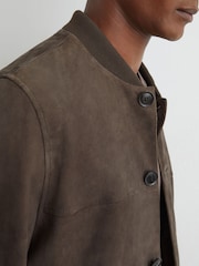 Reiss Mountford Suede Button-Through Bomber Jacket - Imagem 5 de 6