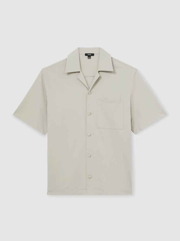 Reiss Light Stone Russo Cuban-Collar Short-Sleeve Shirt - Image 2 of 7