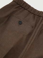 Brązowy Mocha - Reiss Derby Wool-Blend Wide-Leg Drawstring Trousers - Obraz 7 z 8