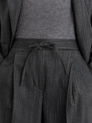 Ciemnoszare - Reiss Derby Wool-Blend Wide-Leg Drawstring Trousers - Obraz 8 z 11