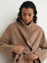 Reiss Camel Marina Petite Wool-Blend Blindseam Double-Breasted Coat - Image 3 of 10
