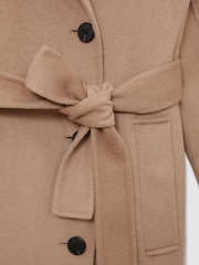 Reiss Camel Marina Petite Wool-Blend Blindseam Double-Breasted Coat - Image 9 of 10