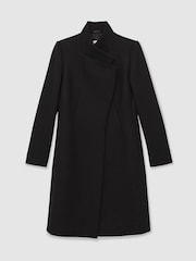 Reiss Black Max Tall Wool-Blend Wrapover Mid-Length Coat - Image 2 of 7
