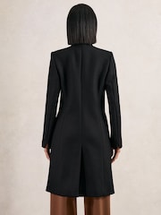 Reiss Black Max Tall Wool-Blend Wrapover Mid-Length Coat - Image 5 of 7