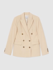 Reiss Cream Sadie Petite Cotton Corduroy Double-Breasted Blazer - Image 2 of 8