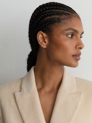 Reiss Cream Sadie Petite Cotton Corduroy Double-Breasted Blazer - Image 4 of 8