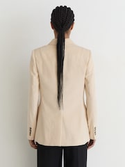 Reiss Cream Sadie Petite Cotton Corduroy Double-Breasted Blazer - Image 5 of 8