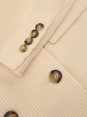Reiss Cream Sadie Petite Cotton Corduroy Double-Breasted Blazer - Image 7 of 8