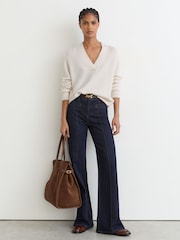 Reiss Ivory Blanche 100% Cashmere Shawl-Neck Jumper - Image 1 of 7