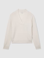 Reiss Ivory Blanche 100% Cashmere Shawl-Neck Jumper - Image 2 of 7