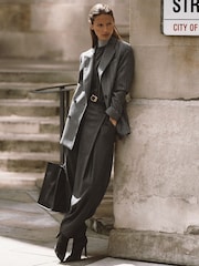 Reiss Grey Aries Wool-Blend Pleated Barrel-Leg Trousers - Image 1 of 10
