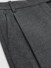 Reiss Grey Aries Wool-Blend Pleated Barrel-Leg Trousers - Image 10 of 10