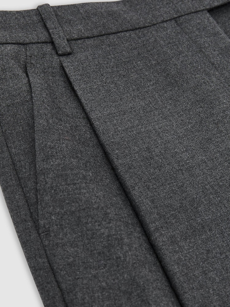 Reiss Grey Aries Wool-Blend Pleated Barrel-Leg Trousers - Image 10 of 10