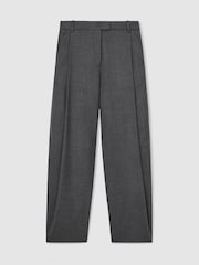 Reiss Grey Aries Wool-Blend Pleated Barrel-Leg Trousers - Image 2 of 10