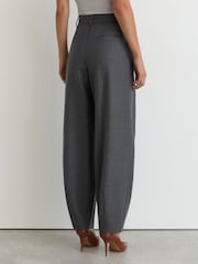Reiss Grey Aries Wool-Blend Pleated Barrel-Leg Trousers - Image 7 of 10