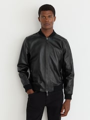 Reiss Strain Leather Bomber Jacket - Image 7 de 8