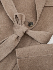 Reiss Neutral Melange Thea Tall Wool-Blend Double-Breasted Blind-Seam Coat with Cashmere - Image 9 of 10