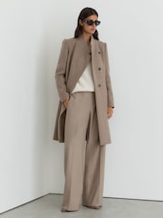 뉴트럴 멜란지 - Reiss Max 울 Blend 래퍼 미드 길이 코트 - 7의 이미지 1