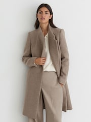 뉴트럴 멜란지 - Reiss Max 울 Blend 래퍼 미드 길이 코트 - 7의 이미지 4