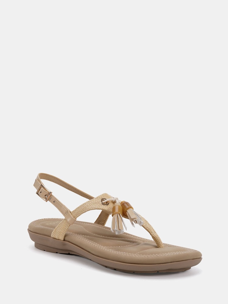 Novo Natural Wide Fit Tessa Toe Post Padded Footbed Sandal - Image 2 of 5