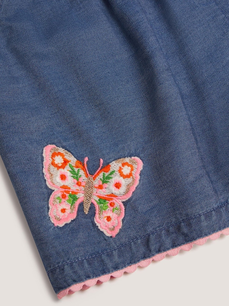 Monsoon Blue Butterfly Embroidered Pull On Shorts - Image 4 of 4 Monsoon Blue Butterfly Embroidered Pull On Shorts - Image 4 of 4