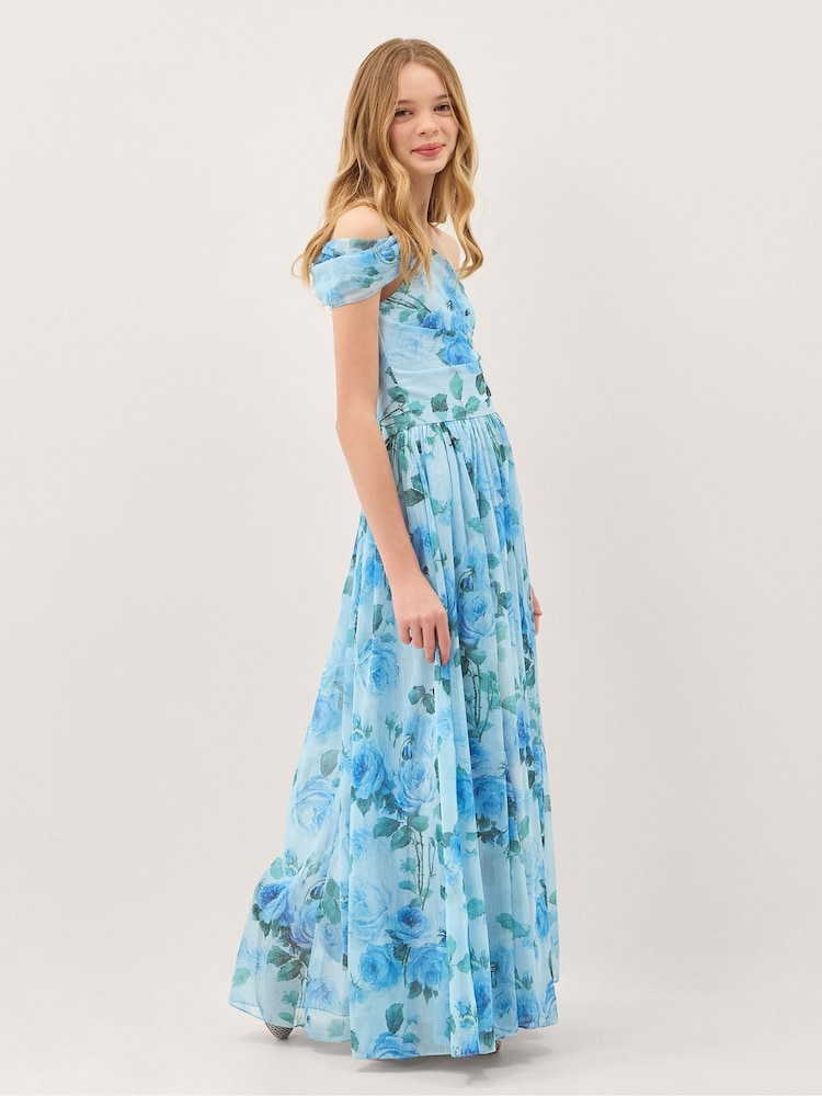 Monsoon Blue Texas One Shoulder Floral Prom Dress - Image 1 of 5