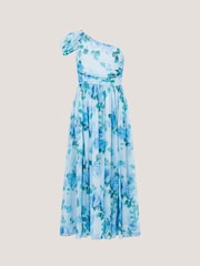 Monsoon Blue Texas One Shoulder Floral Prom Dress - Image 4 of 5