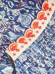 Monsoon Blue Mermaid Print Smocked Culotte Jumpsuit - Image 4 of 4