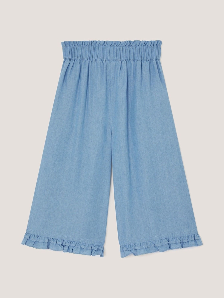 Monsoon Blue Floral Embroidered Wide Leg Trousers - Image 1 of 2