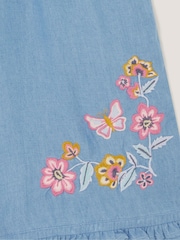 Monsoon Blue Floral Embroidered Wide Leg Trousers - Image 2 of 2