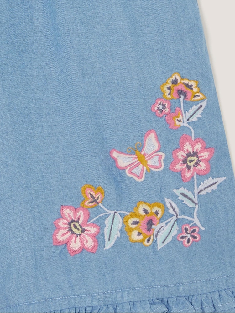 Monsoon Blue Floral Embroidered Wide Leg Trousers - Image 2 of 2