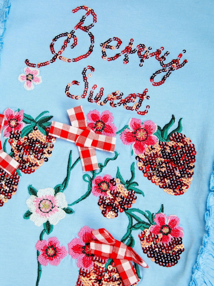 Monsoon Blue Strawberry T-Shirt - Image 3 of 3 Monsoon Blue Strawberry T-Shirt - Image 3 of 3