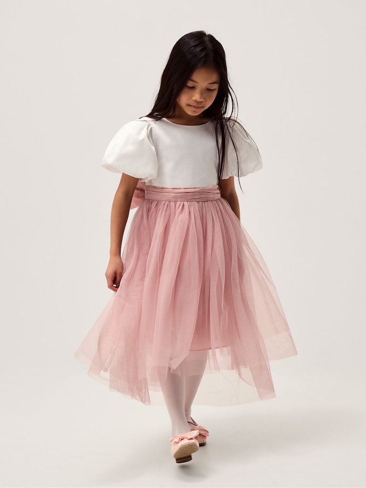 وردي - Monsoon Puff Sleeve Satin Tulle Dress - Image 1 of 1