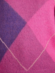 Love & Roses Purple Argyle Cosy Crew Neck Knitted Jumper - Image 3 of 5