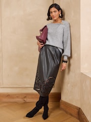 Love & Roses Grey Hardware Detail Cosy Knitted Jumper - Image 4 of 5
