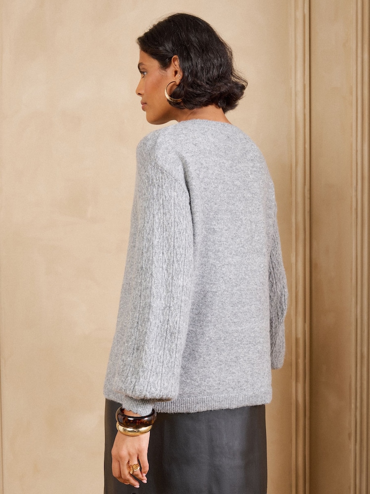 Love & Roses Grey Hardware Detail Cosy Knitted Jumper - Image 5 of 5