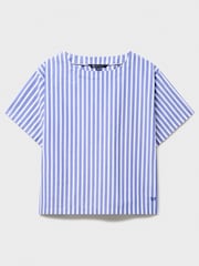 Crew Clothing Blue Leanne Woven Cotton T-Shirt - Image 5 of 5