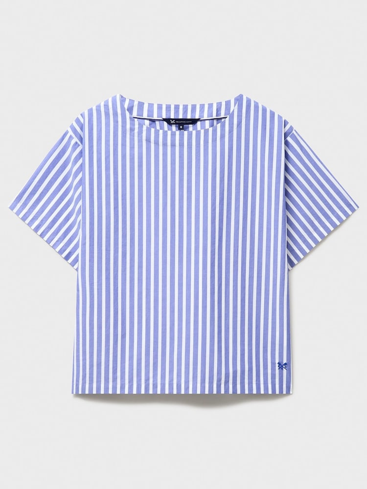 Crew Clothing Blue Leanne Woven Cotton T-Shirt - Image 5 of 5