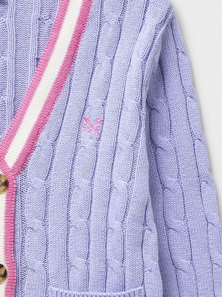 Crew Clothing Purple Cable Cricket Cardigan - Image 3 of 3 Crew Clothing Purple Cable Cricket Cardigan - Image 3 of 3