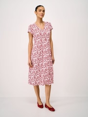 Κόκκινο - Crew Clothing Alyssia Button Through Meadow Floral Jersey Dress - Εικόνα 1 από 5