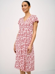 Κόκκινο - Crew Clothing Alyssia Button Through Meadow Floral Jersey Dress - Εικόνα 3 από 5